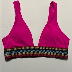 Bold Pink Bikini Top with Multicolor Band